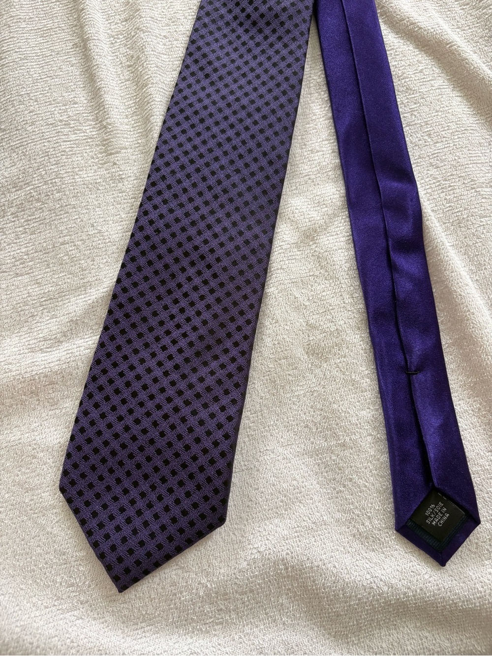 Michael Kors Mens Silk Tie Purple Black Geometric Checkered Necktie Fathers Day
